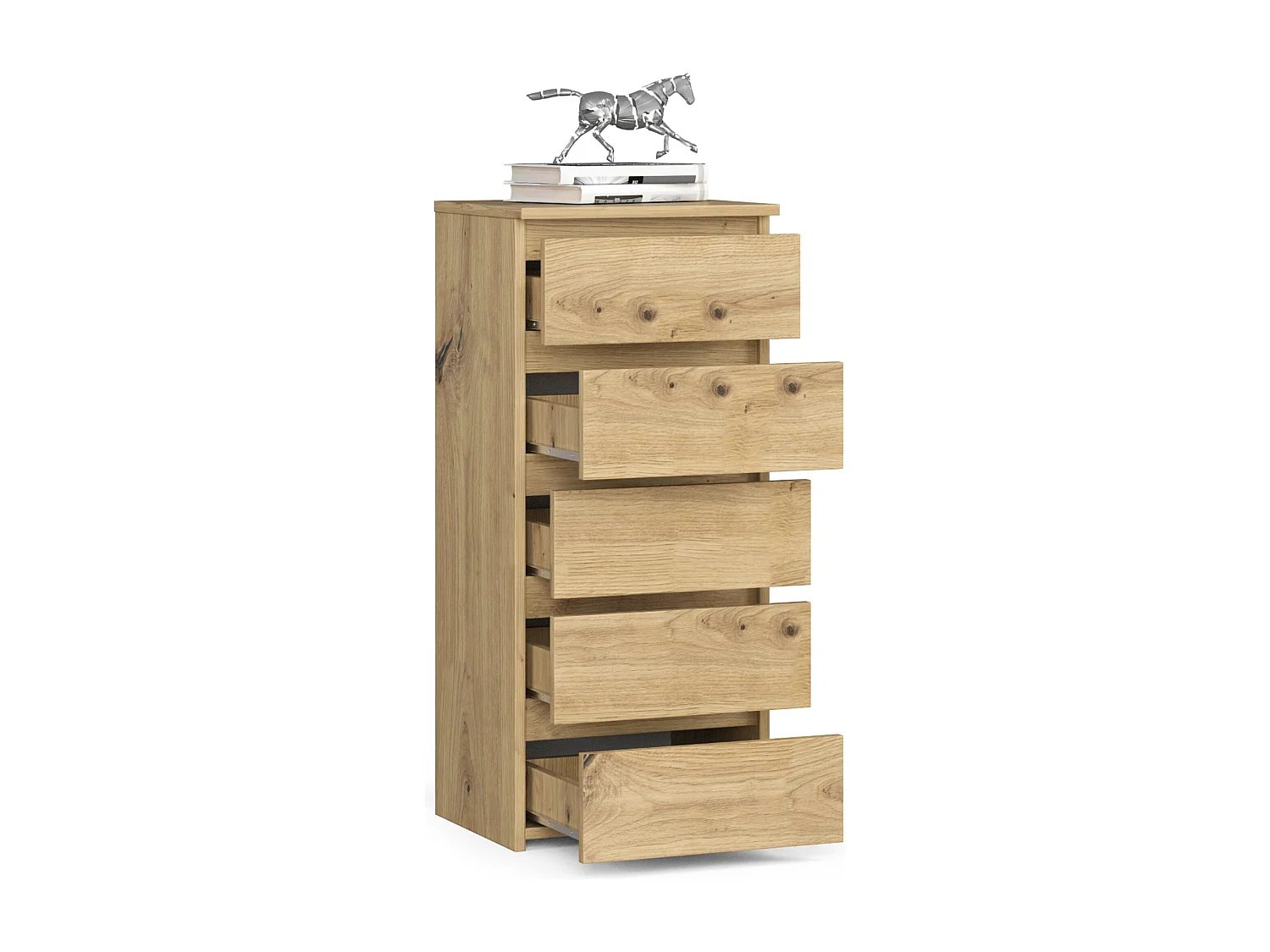 Commode AKORD CL5 Chêne Artisan 40 cm 5 tiroirs façade Chêne Artisan 40x35x92 cm