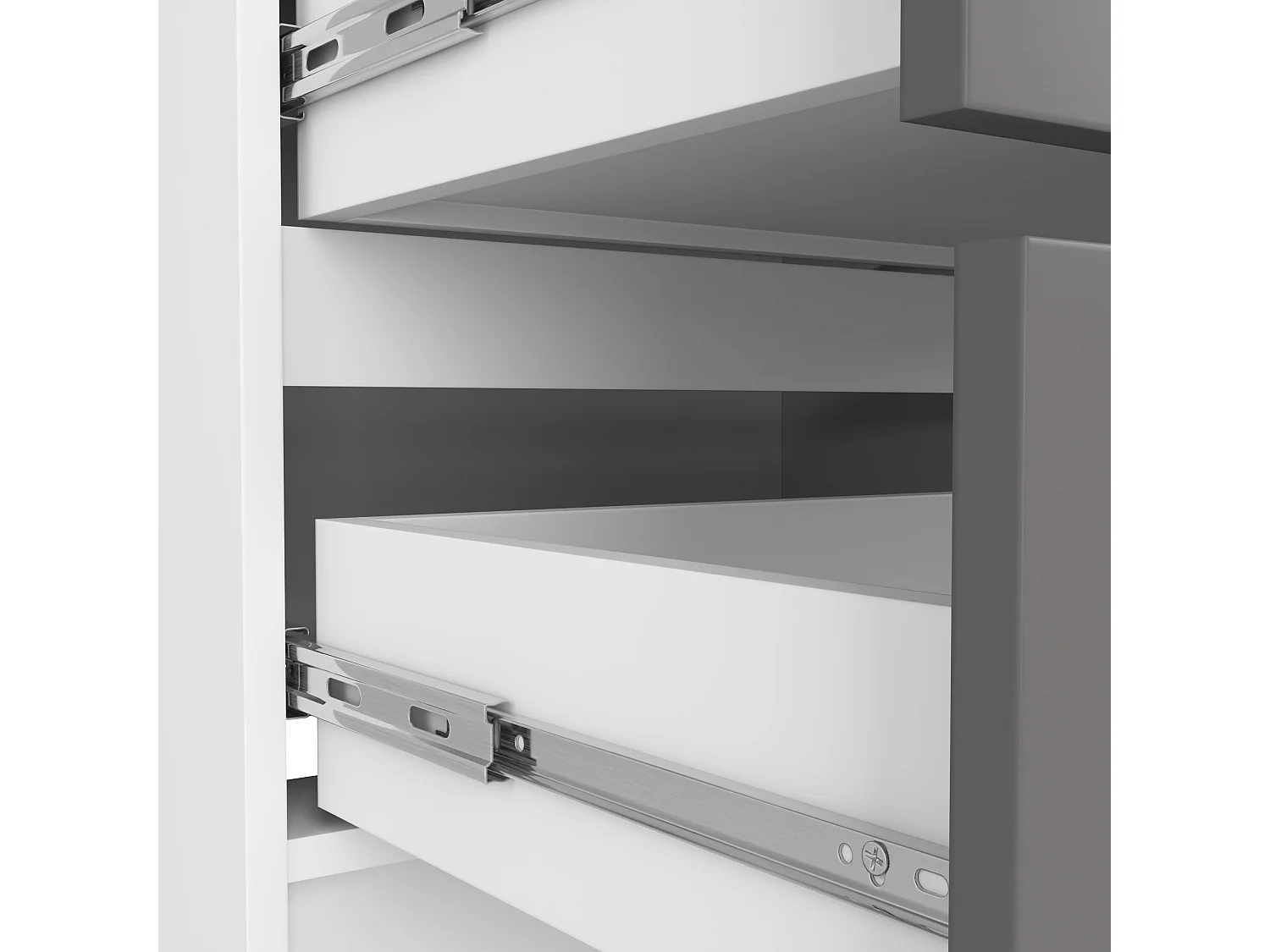 Kommode AKORD K120 Weiß 120 cm 4 Schubladen Front Graphitgrau B120 x H55 x T40 cm