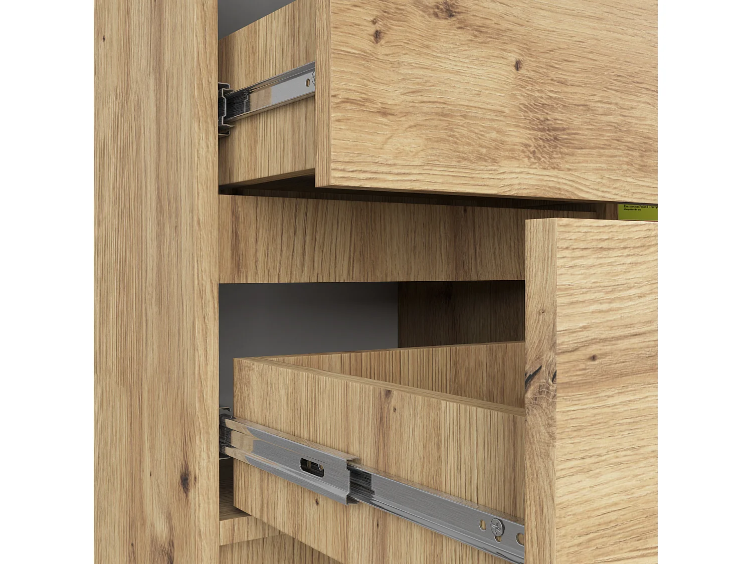 Commode AKORD JERRY Chêne Artisan 80 cm 1 porte 3 tiroirs façade Chêne Artisan 2 étagères 80x35x77 cm