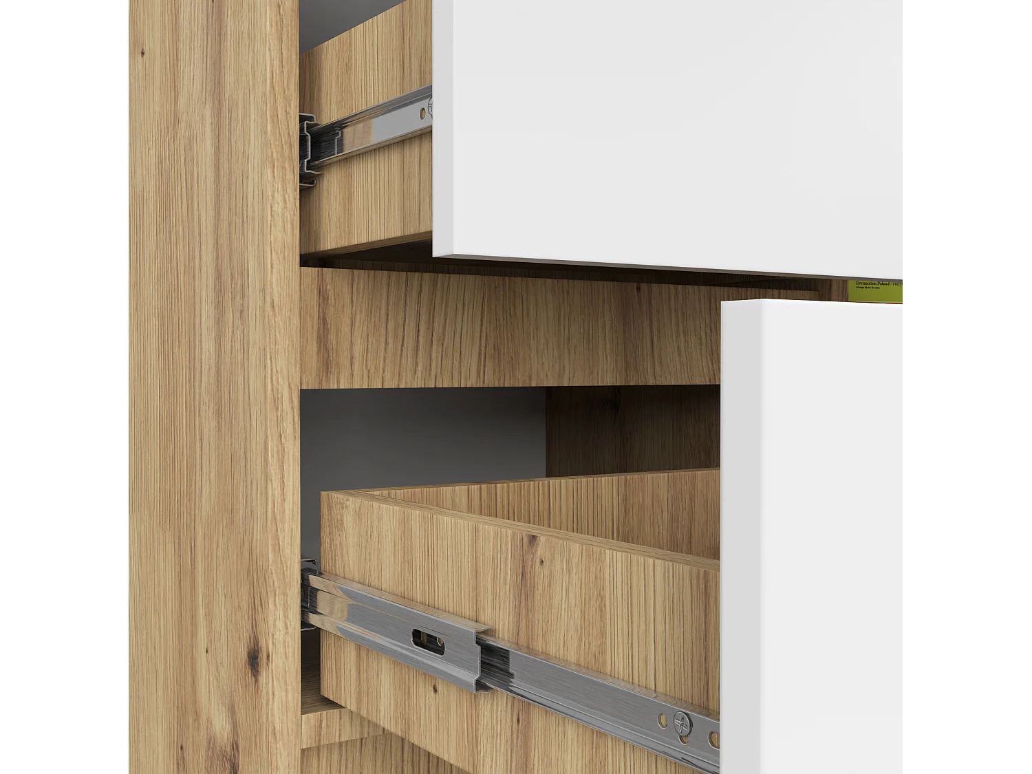 Kommode AKORD JERRY Eiche Artisan 80 cm Tür 3 Schubladen 2 Ebenen Front Weiß B80 x H77 x T35 cm