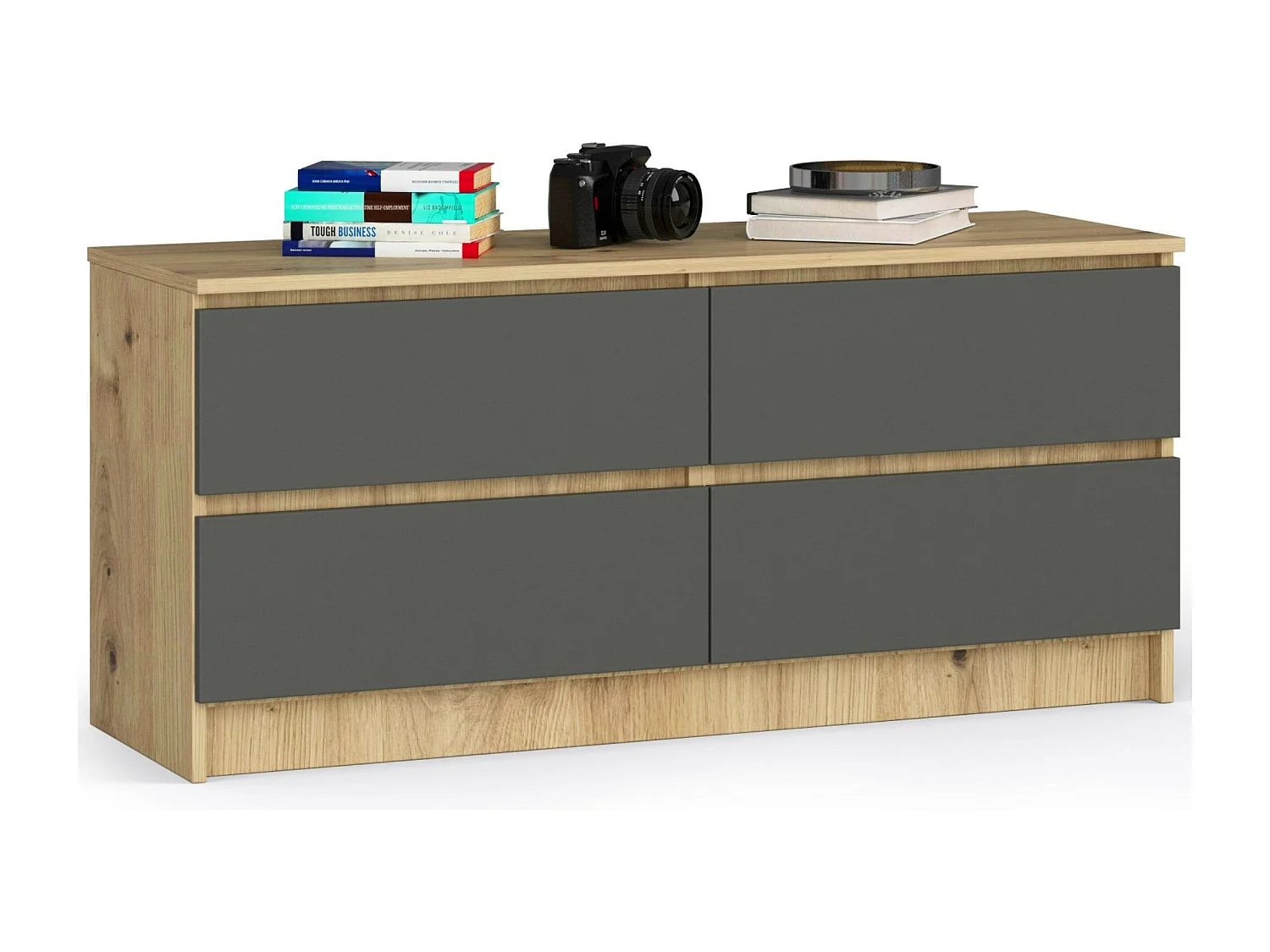 Kommode K120 4 Laden Dąb Artisan/Grafiet Grijs