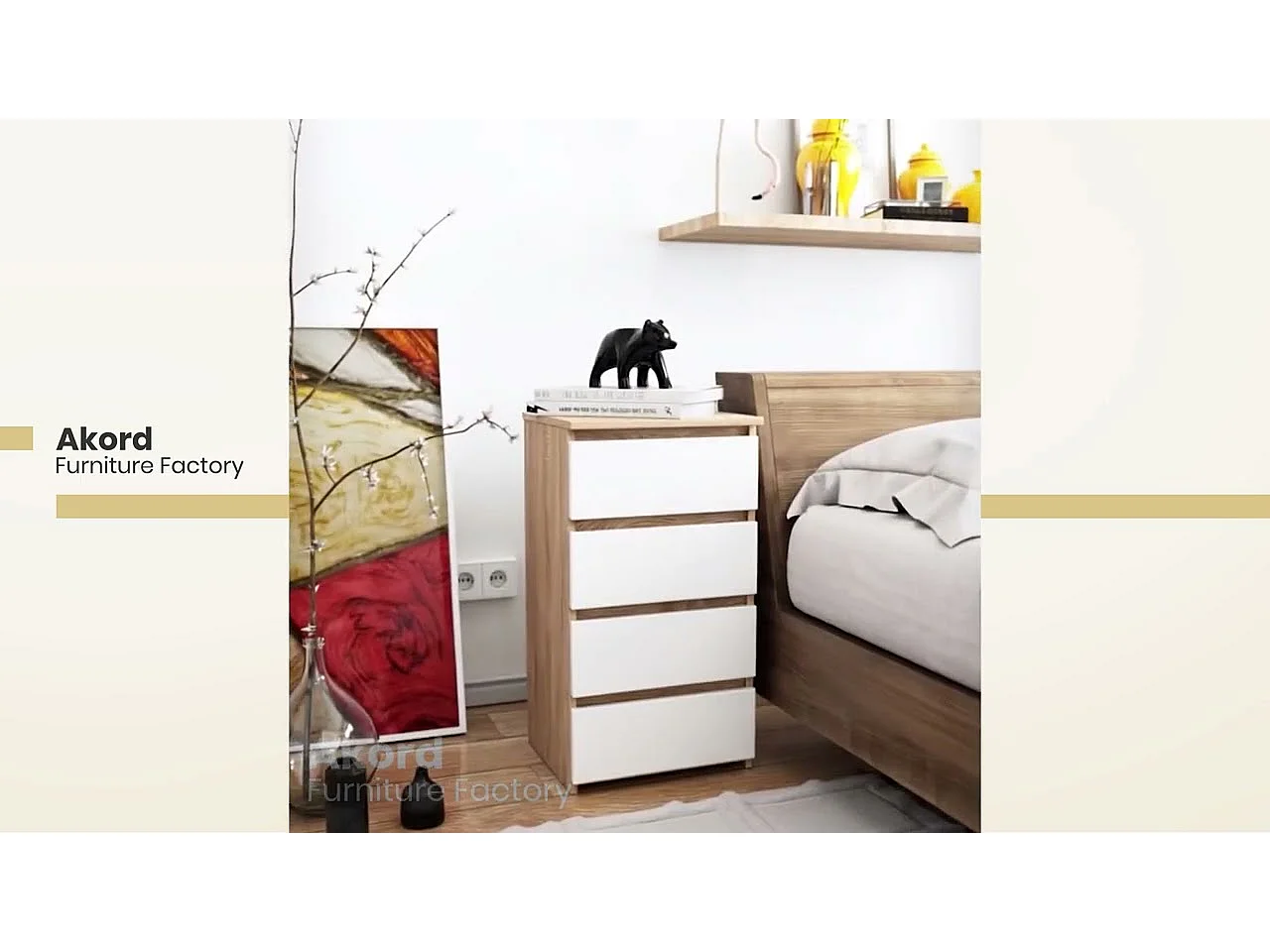 Commode AKORD CL4 Blanche 40 cm 4 tiroirs façade Blanche 40x35x74 cm