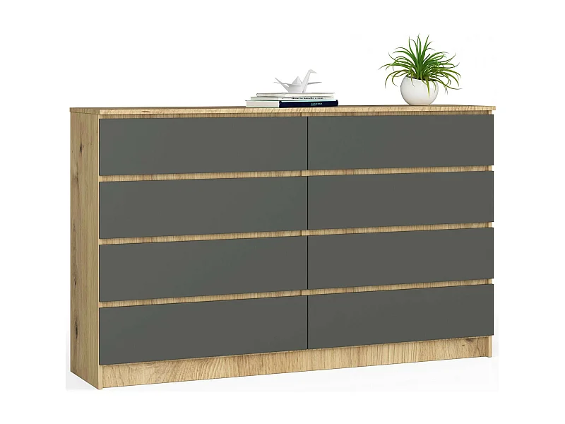 Ladekast K160 met 8 Lades / AKORD Furniture Factory / Artisan Eik - Grafietgrijs / 160 x 99 x 40 cm