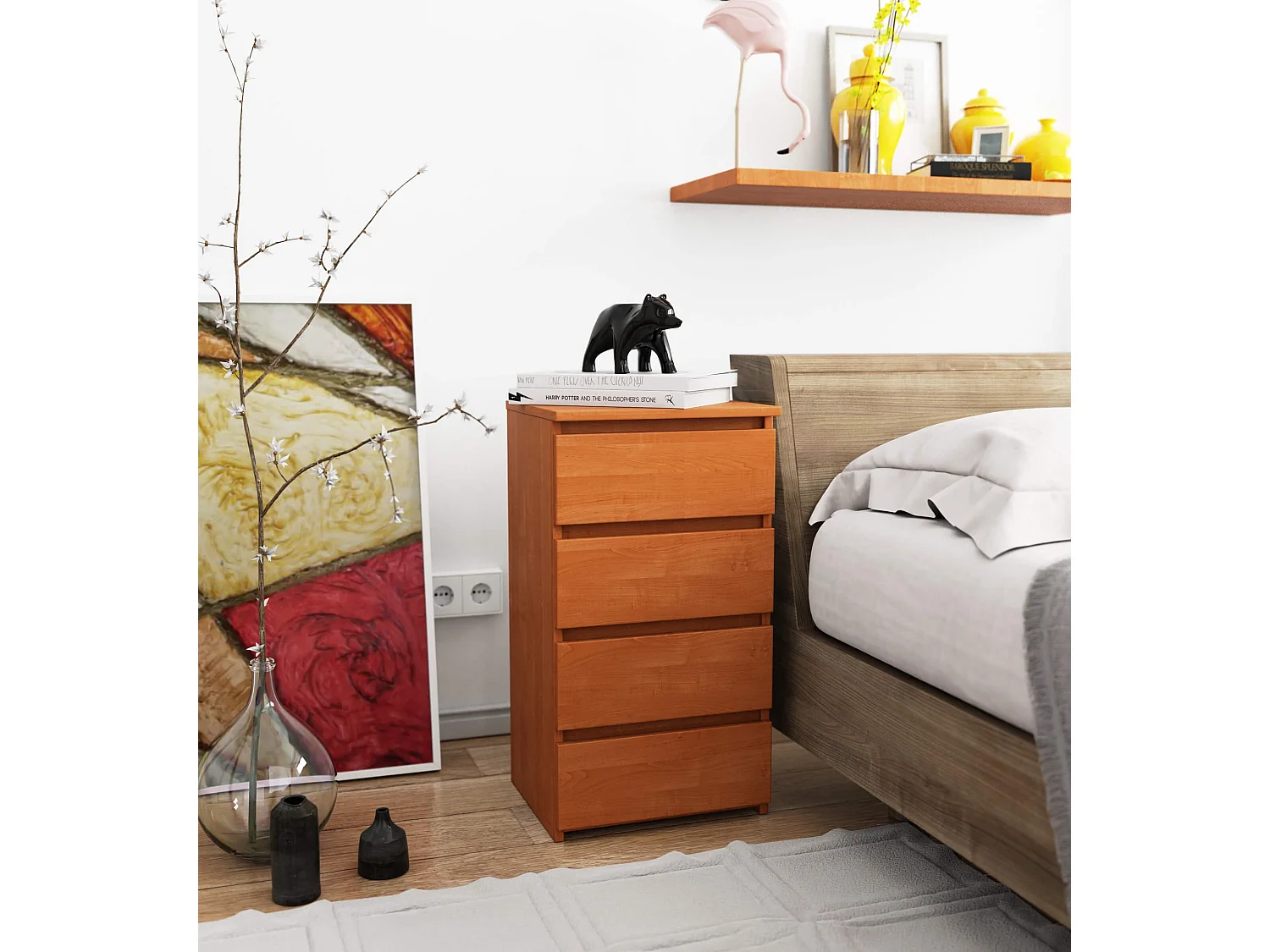 Commode AKORD CL4 Aulne 40 cm 4 tiroirs façade Aulne 40x35x74 cm