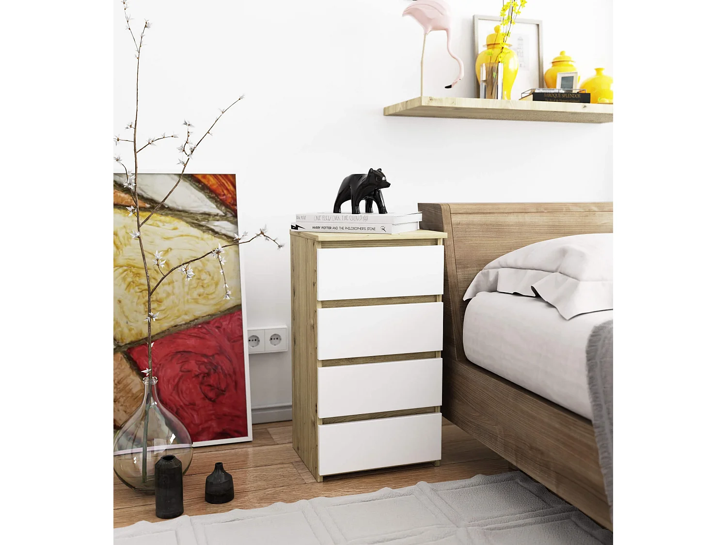 Kommode CL4 met 4 Lades / AKORD Furniture Factory / Artisan Eik - Wit / 40x74x35 cm