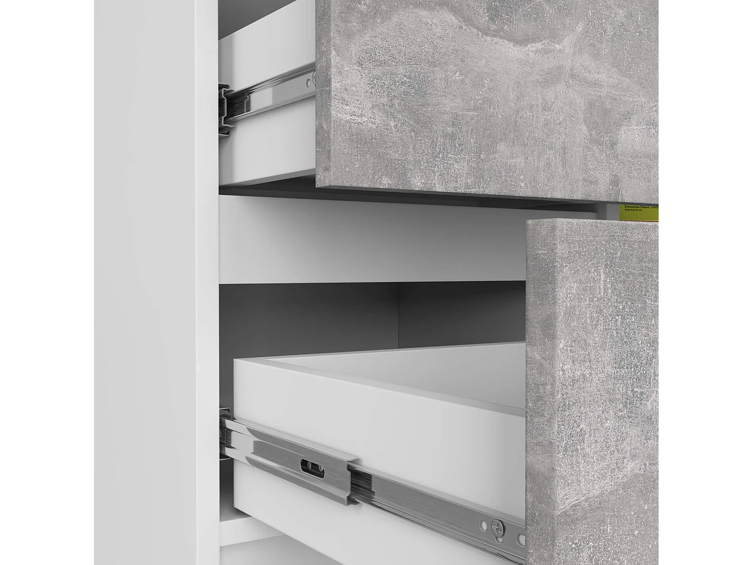 Kommode AKORD JERRY Weiß 80 cm Tür 3 Schubladen 2 Ebenen Front Beton B80 x H77 x T35 cm