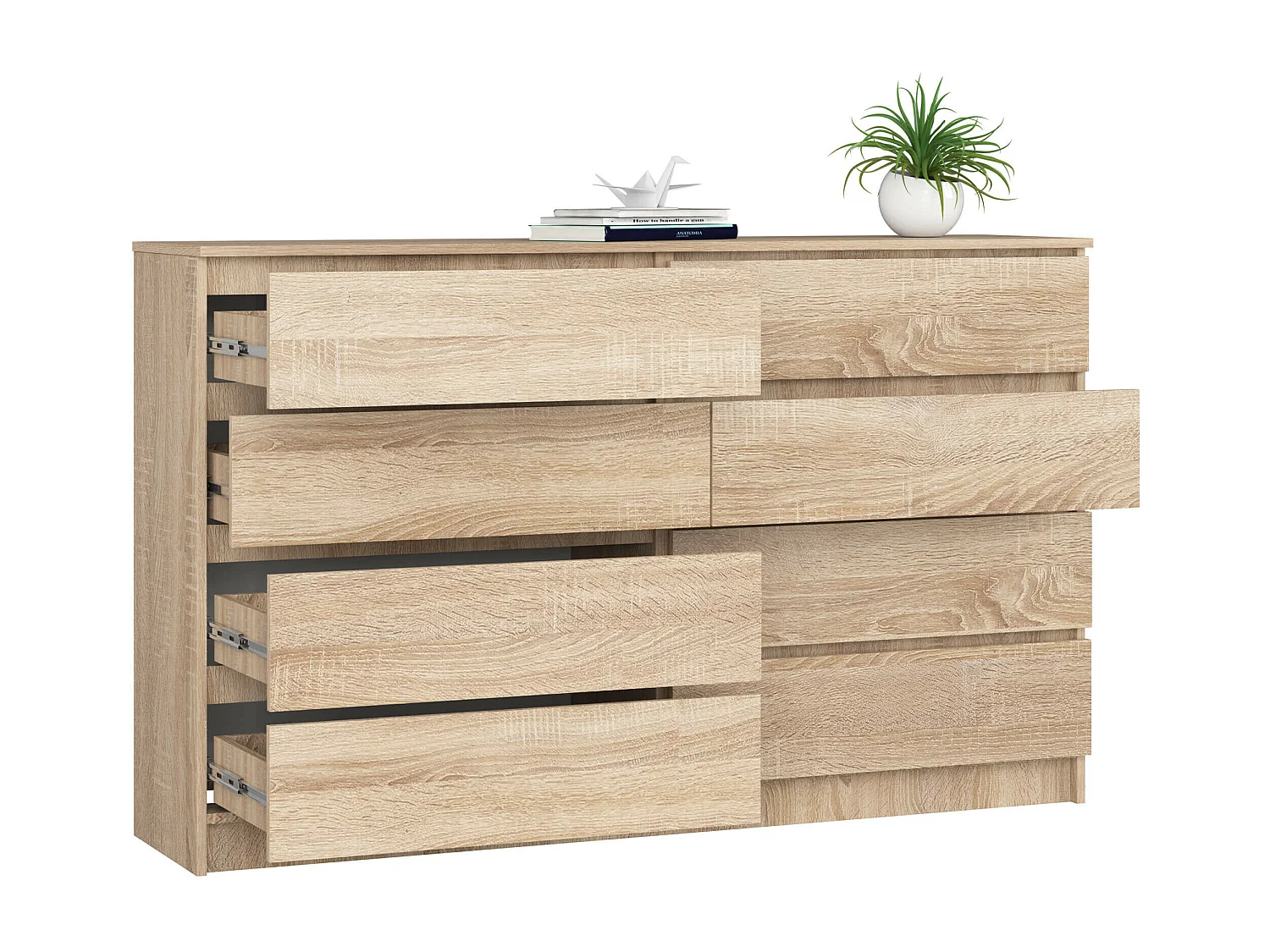 Kommode AKORD K160 Sonoma-Eiche 160 cm 8 Schubladen B160 x H99 x T40 cm