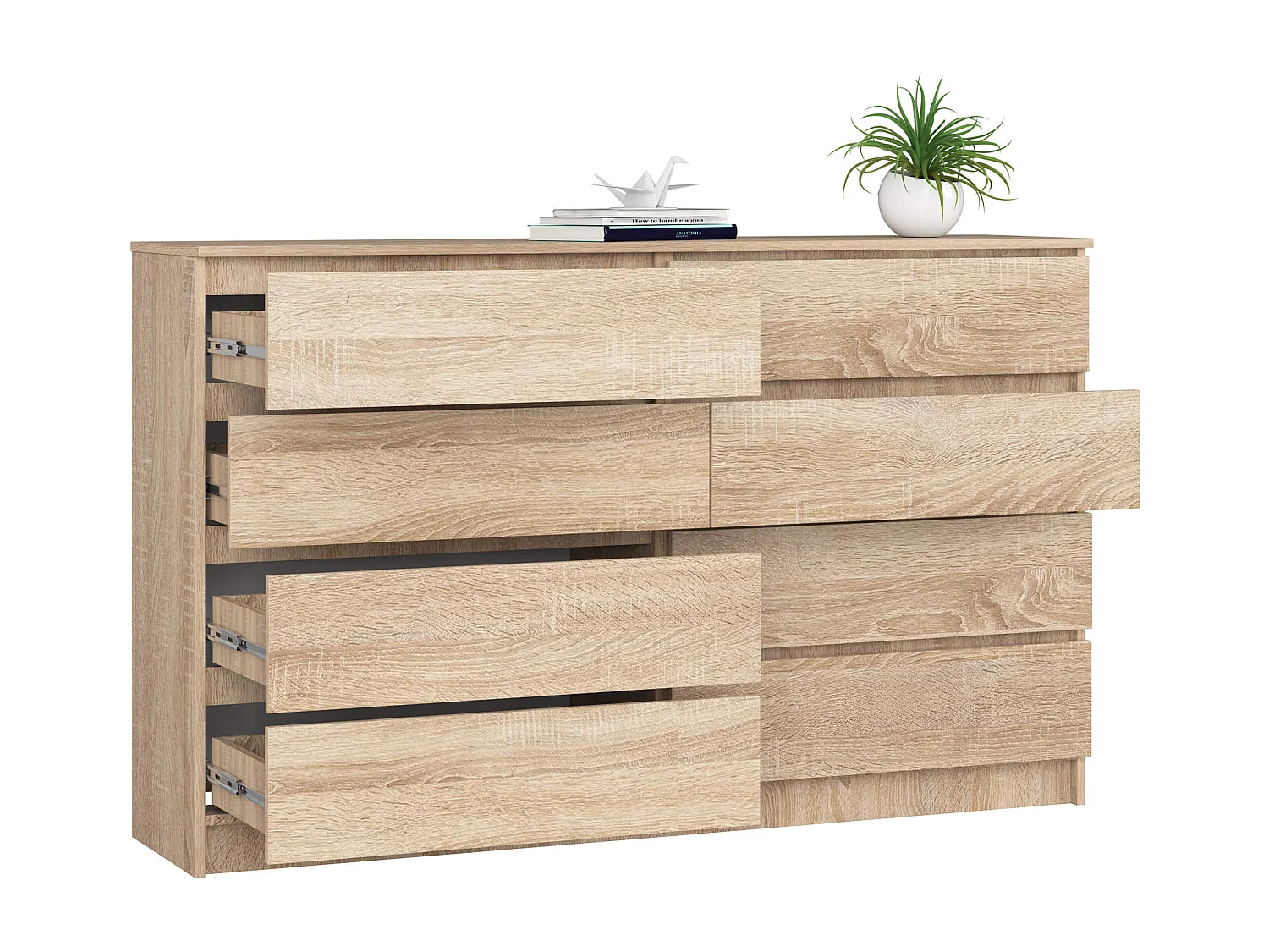 Kommode AKORD K160 Sonoma-Eiche 160 cm 8 Schubladen B160 x H99 x T40 cm