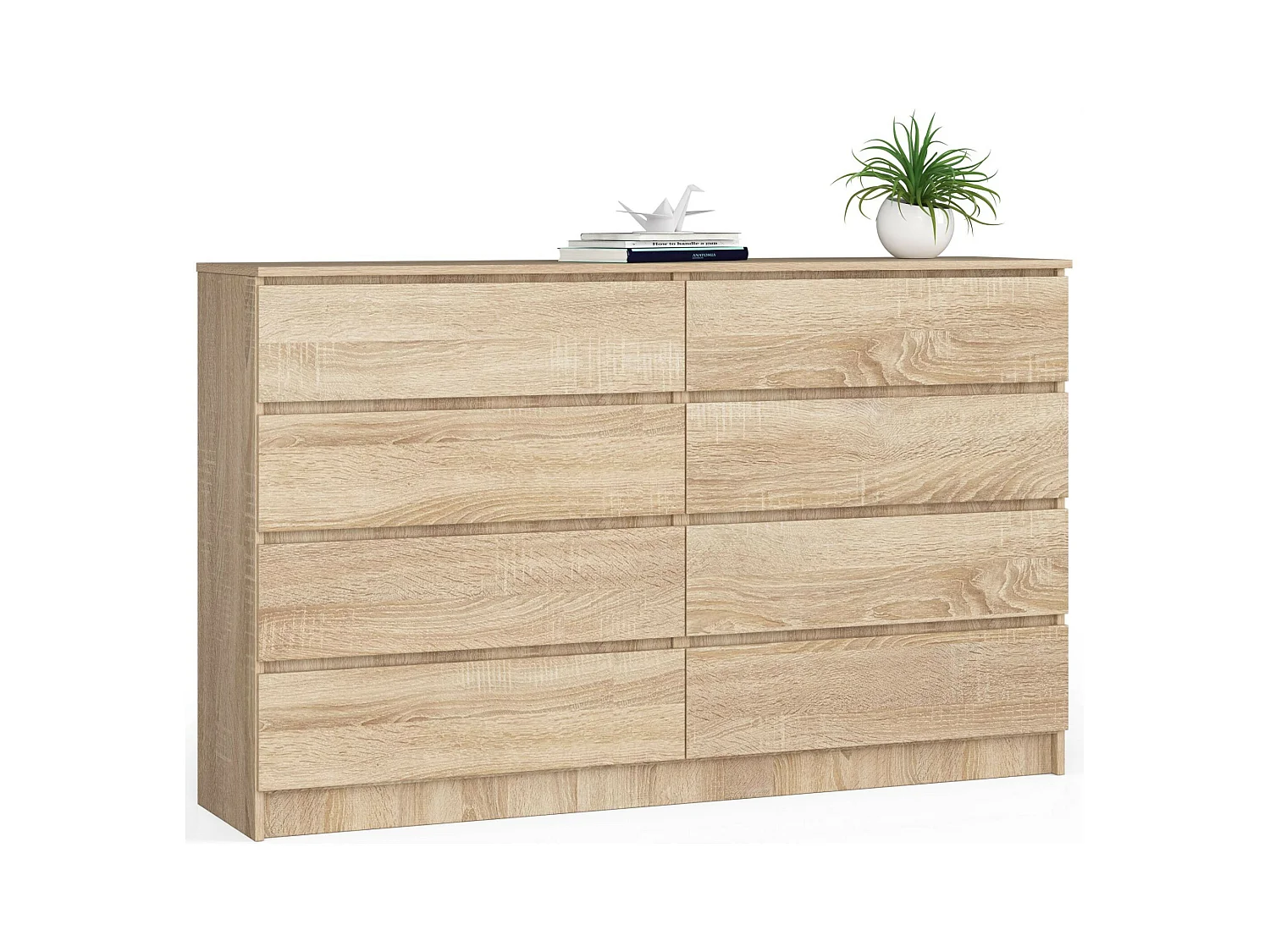 Grande Commode pour le salon AKORD K160 Chêne Sonoma 160 cm 8 tiroirs façade Chêne Sonoma 160x40x99 cm
