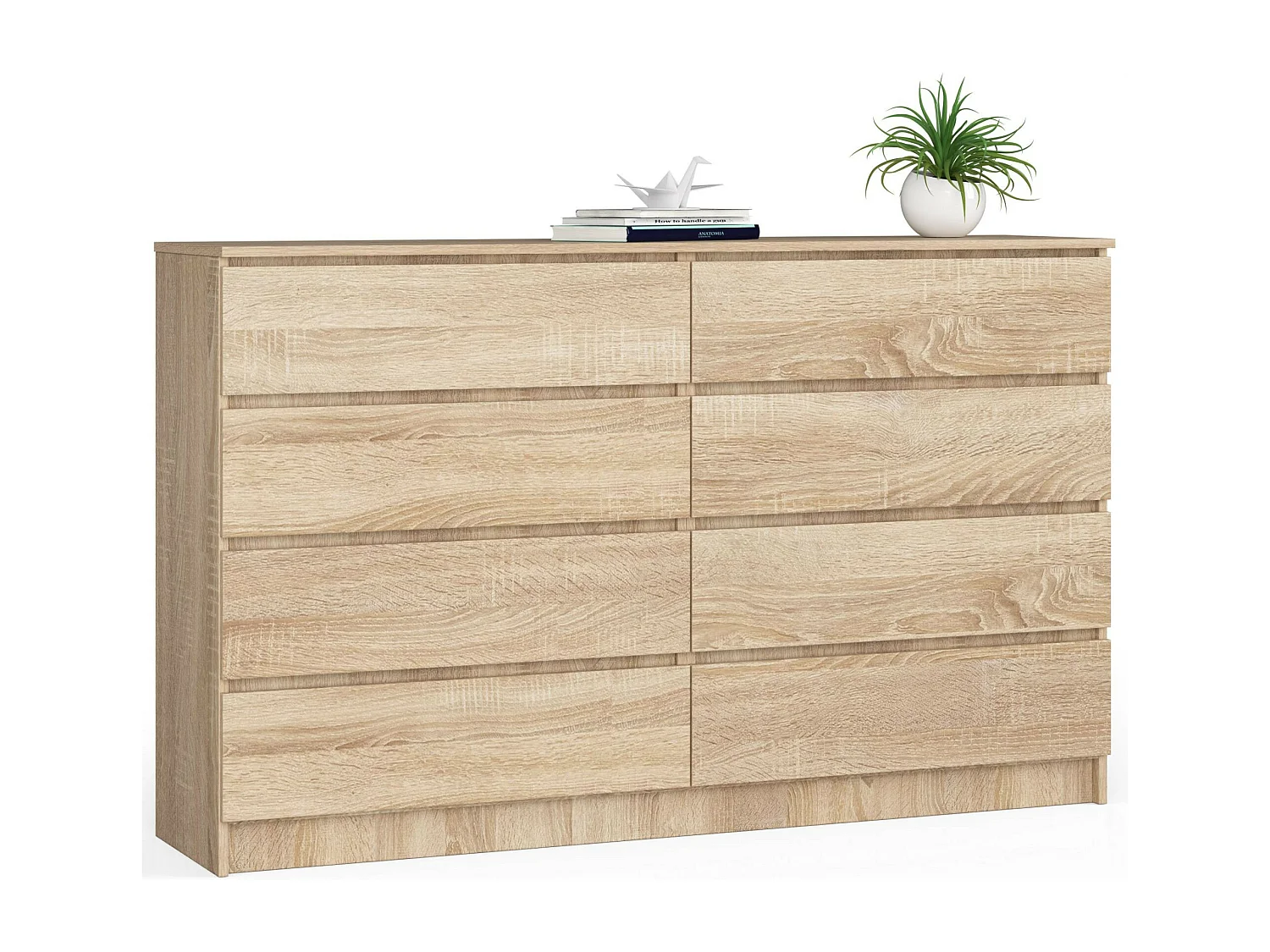 Kommode AKORD K160 Sonoma-Eiche 160 cm 8 Schubladen B160 x H99 x T40 cm
