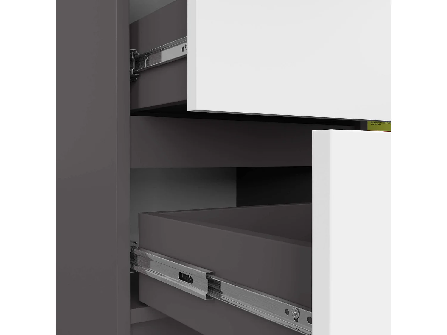 Jerry Grafiet Grijs/Wit Lade Kast- 80x77 cm- 1 Deur & 3 Lades- Mat Afwerking