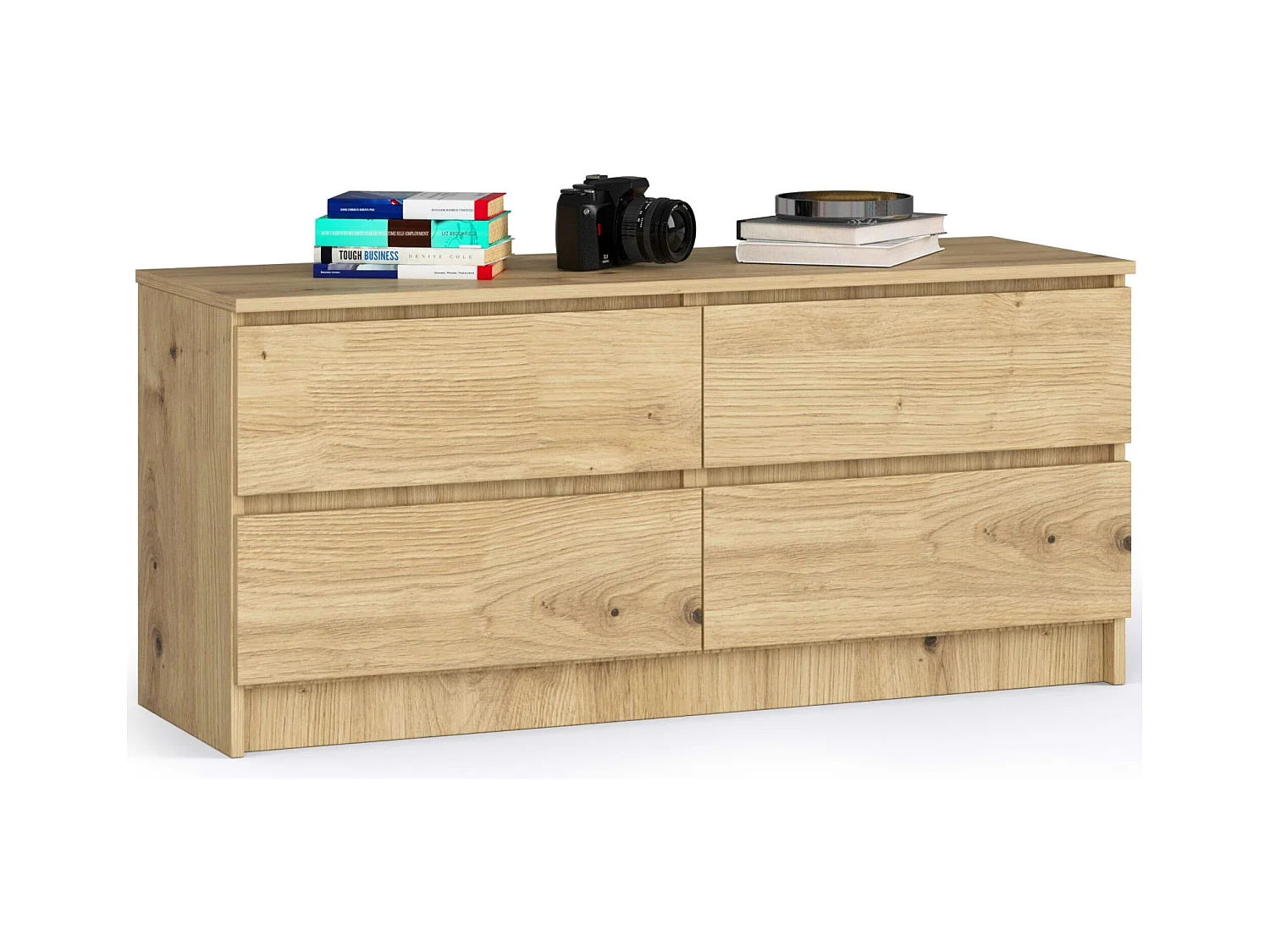 Commode AKORD K120 Chêne Artisan 120 cm 4 tiroirs façade Chêne Artisan 120x40x55 cm