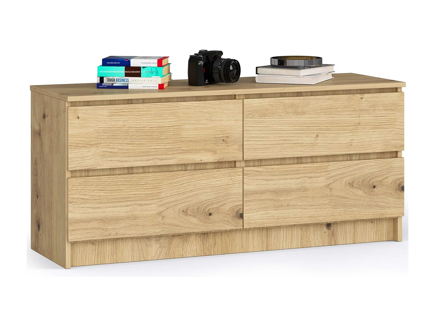 Commode AKORD K120 Chêne Artisan 120 cm 4 tiroirs façade Chêne Artisan 120x40x55 cm