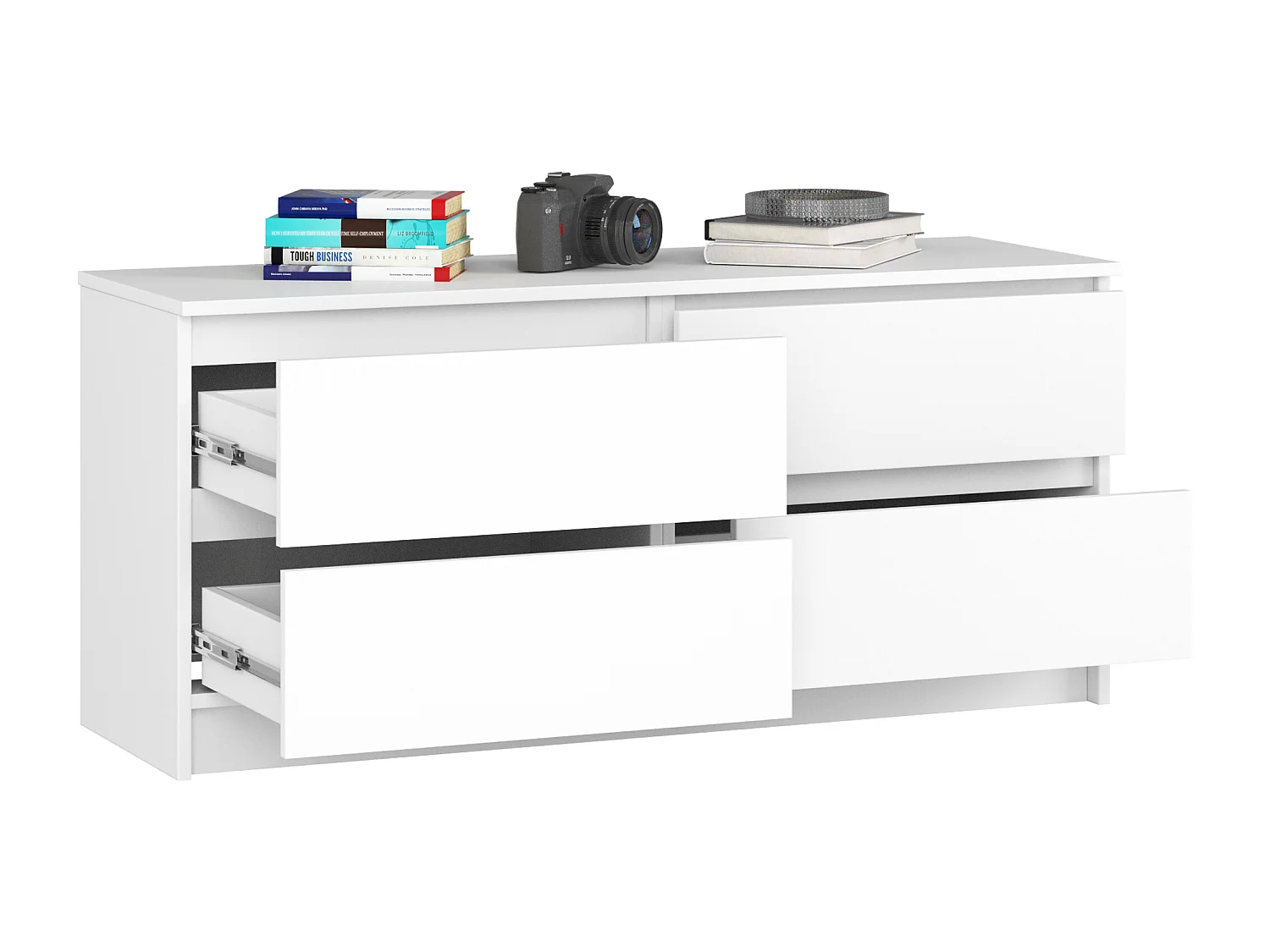 Komoda AKORD K120 Biała 120 cm 4 szuflady kolor Biały mat 120x40x55 cm