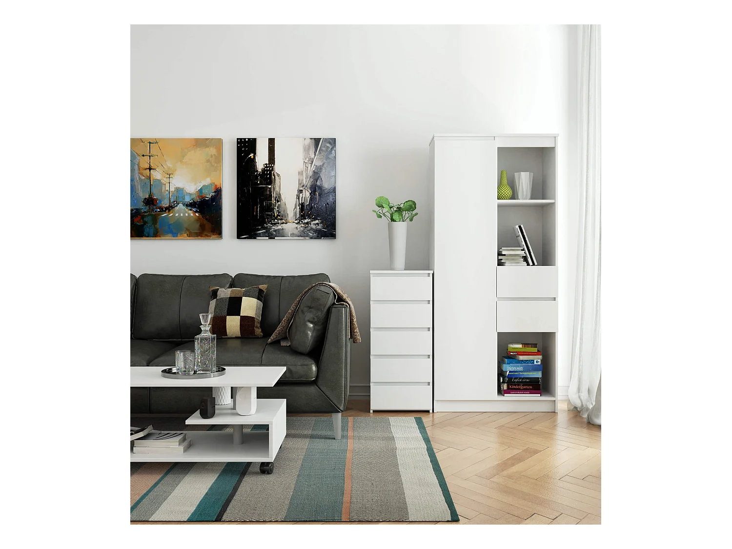 Kommode AKORD CL5 Weiß 40 cm 5 Schubladen B40 x H92 x T35 cm