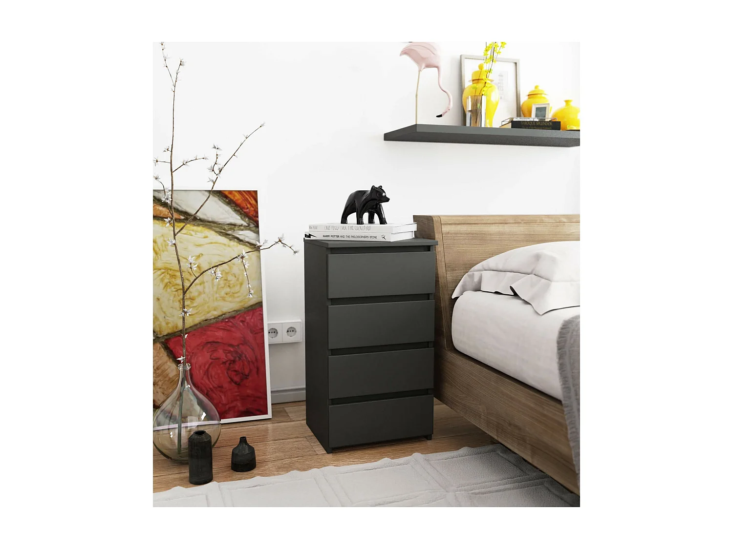 Commode AKORD CL4 Gris Graphite 40 cm 4 tiroirs façade Gris Graphite 40x35x74 cm