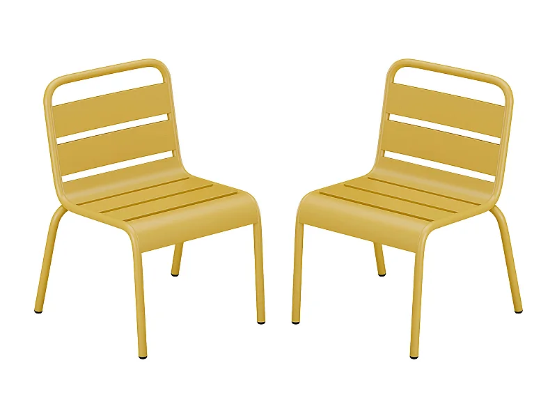 Gartenstuhl für Kinder stapelbar 2er-Set - Metall - Senfgelb - POPAYAN von MYLIA
