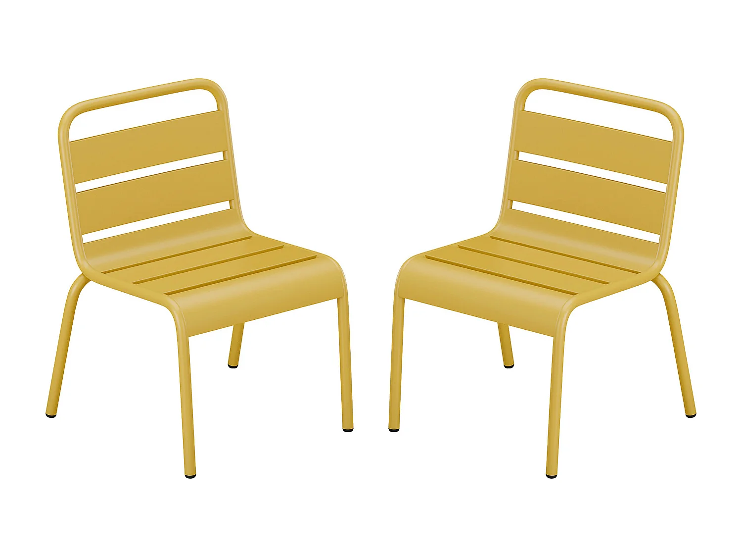 Set van 2 opstapelbare tuinstoelen voor kinderen van metaal - Mosterdgeel - POPAYAN van MYLIA
