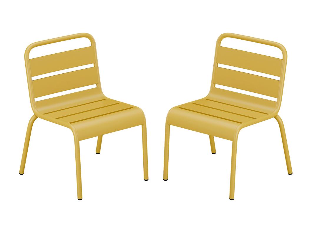 Gartenstuhl für Kinder stapelbar 2er-Set - Metall - Senfgelb - POPAYAN von MYLIA