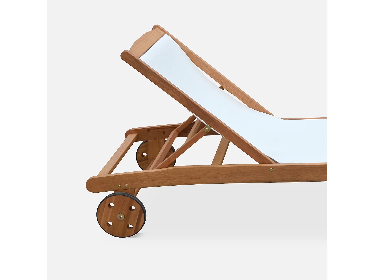 Set di 2 lettini multiposizione in legno con rotelle, bianco