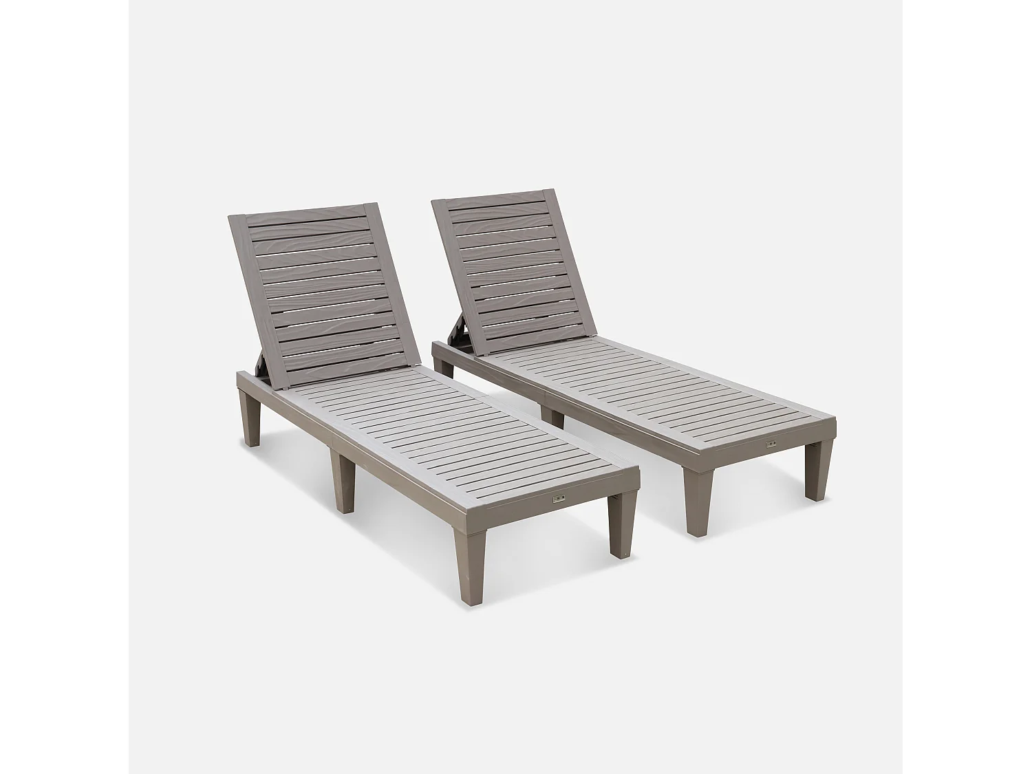 Set 2 lettini prendisole multiposizione, grigio