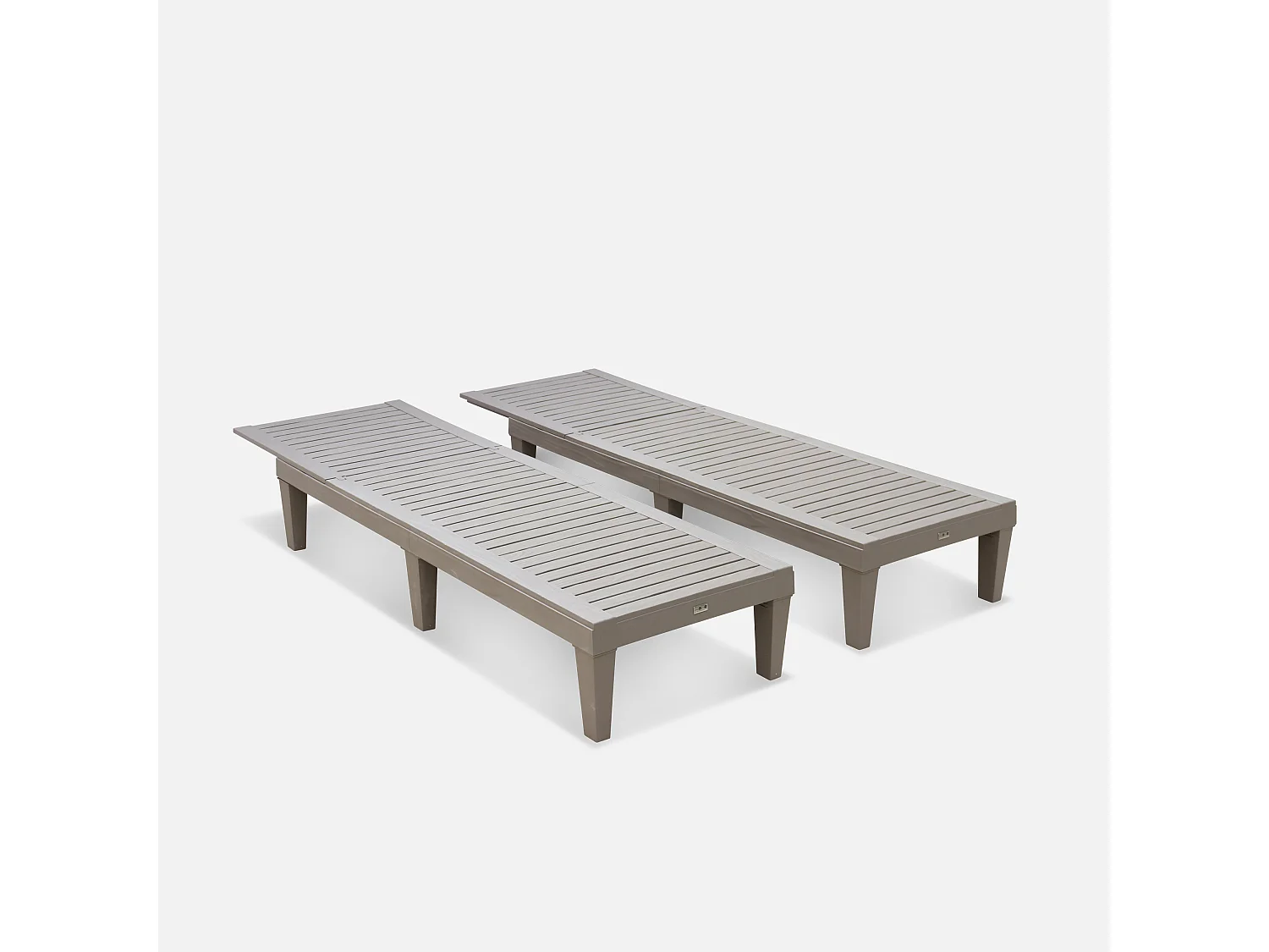 Set 2 lettini prendisole multiposizione, grigio