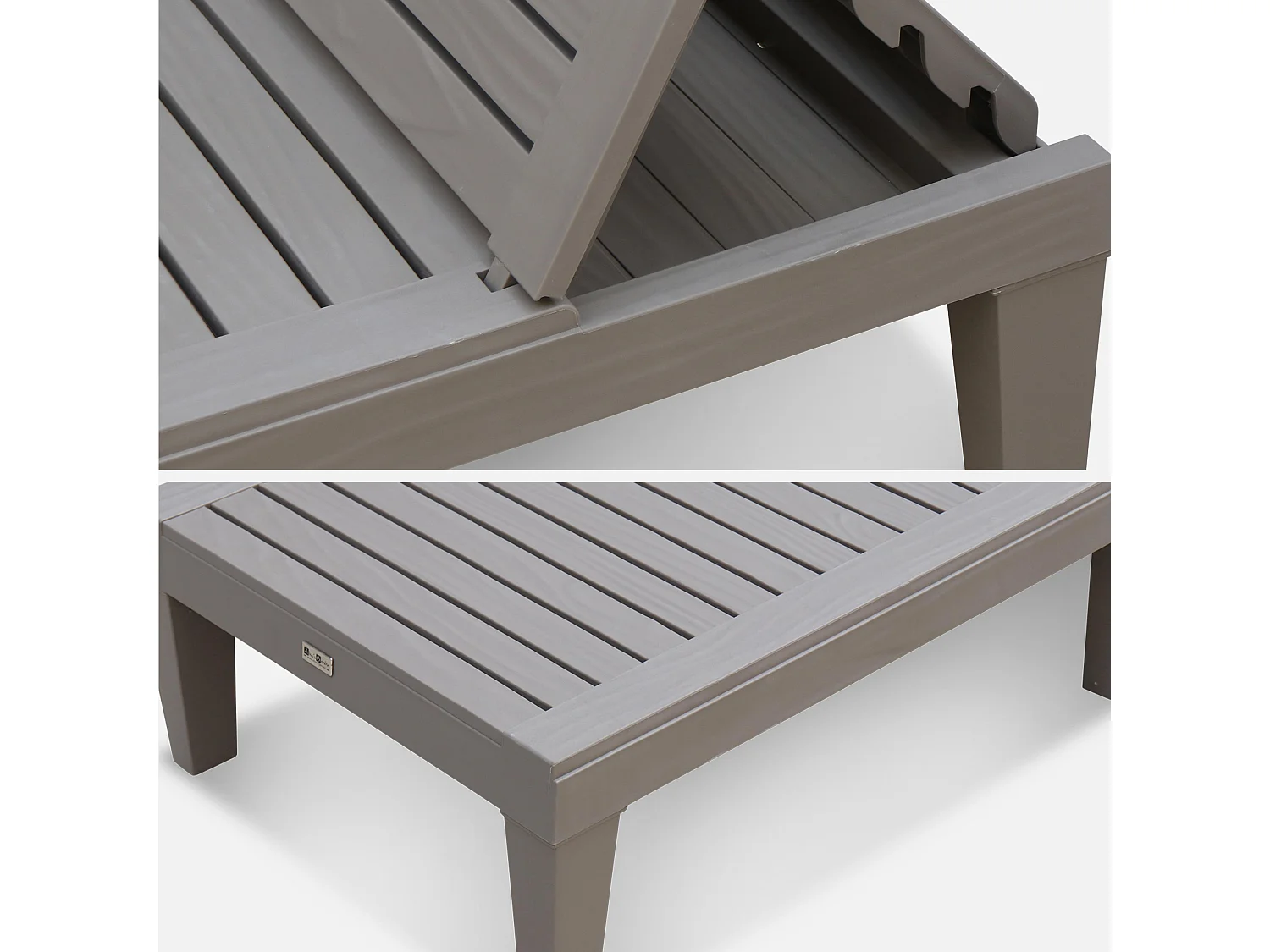 Set 2 lettini prendisole multiposizione, grigio