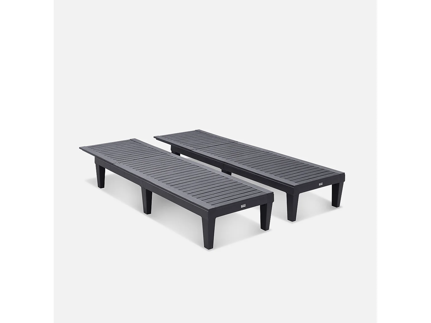 Set di 2 lettini prendisole multiposizione, nero