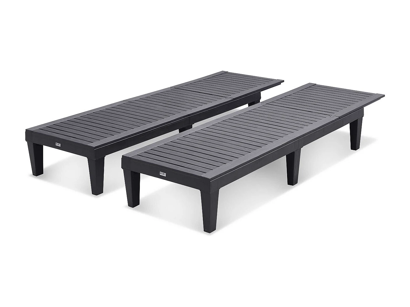 Lot de 2 bains de soleil. PIA. transats multi positions. en plastique. noir