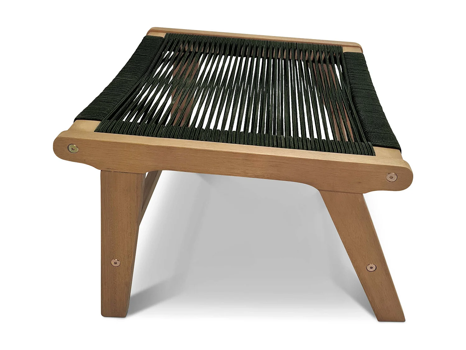 Fauteuil relax – CUZCO – Eucalyptus. Corde noir. avec repose-pieds