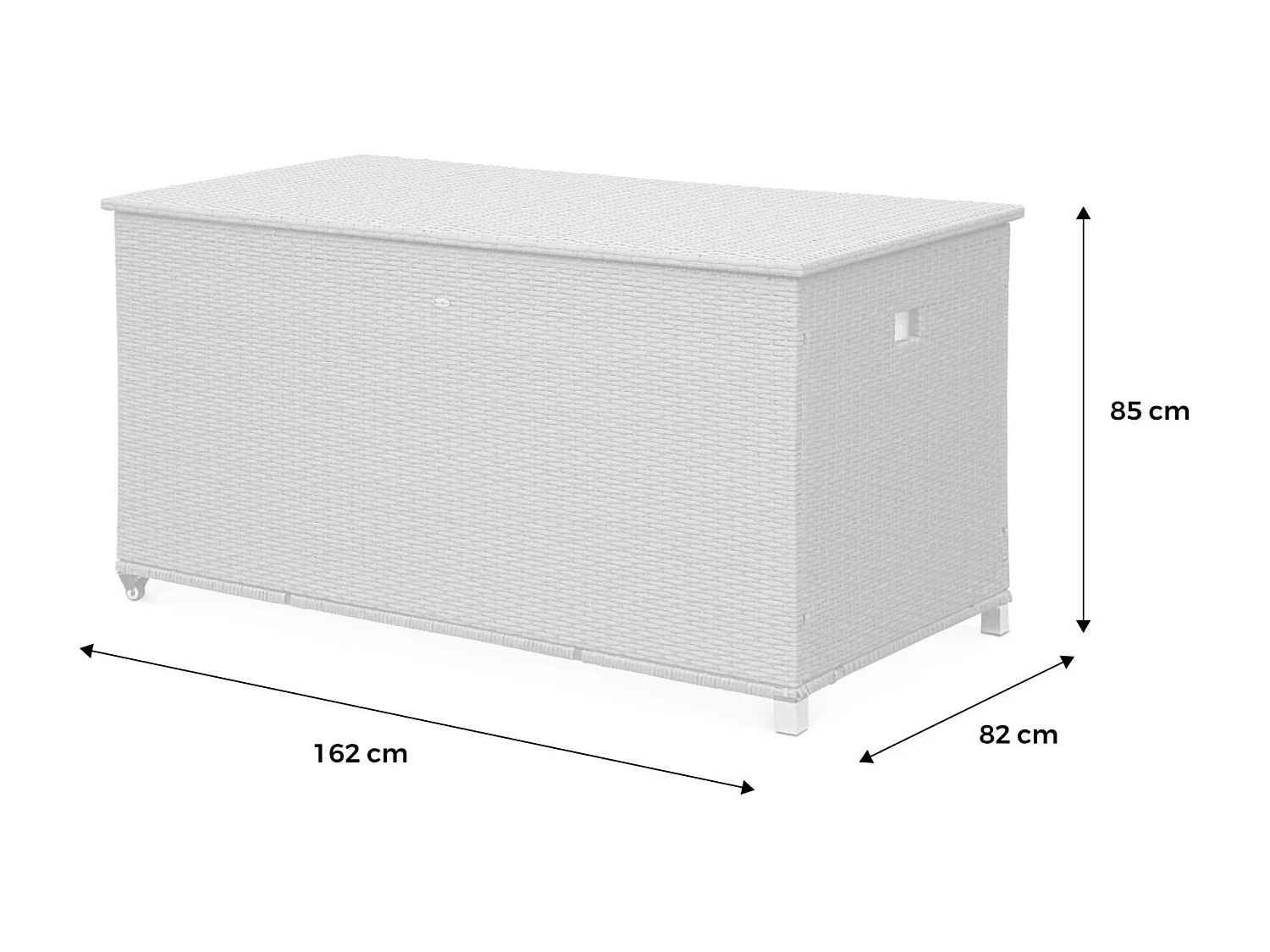 Baule da giardino in resina intrecciata con rotelle e fodera interna,