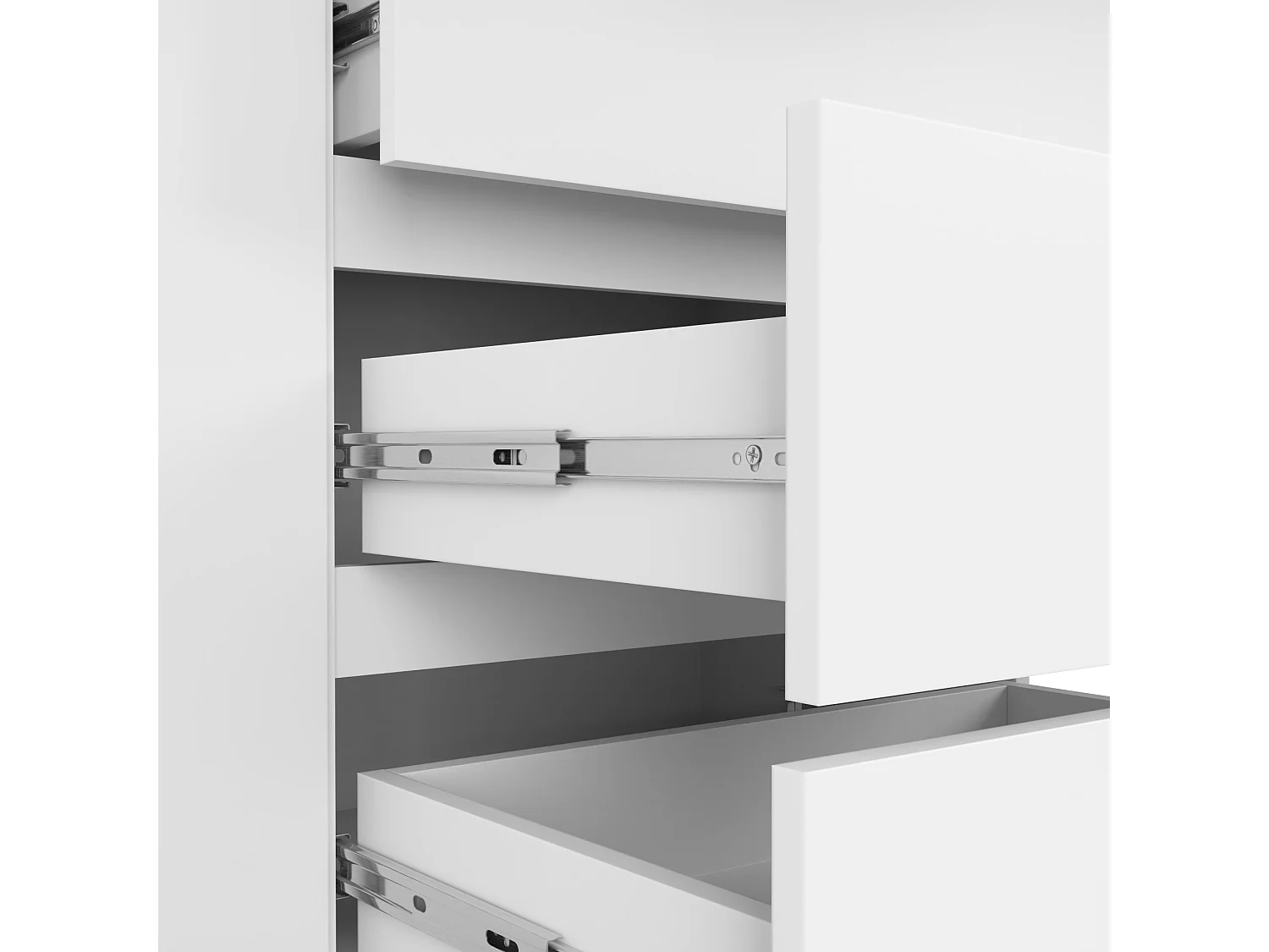 Commode AKORD K013 Blanche 160 cm 2 portes 4 tiroirs façade Blanche 2 étagères 160x40x99 cm