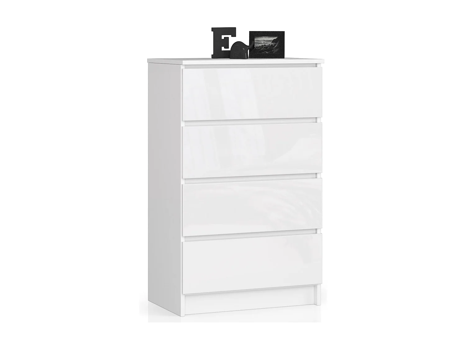 Commode AKORD K60 Blanche 60 cm 4 tiroirs façade Blanche Brillante 60x40x99 cm