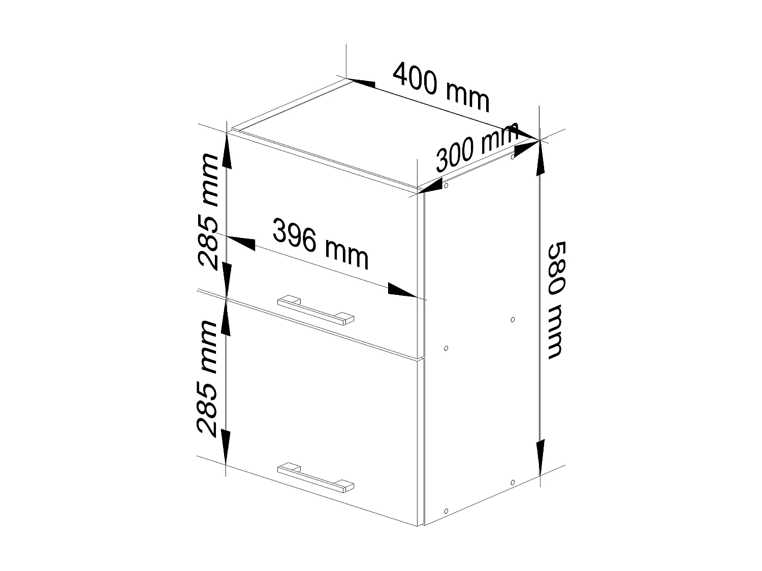 Oliwia Wandkast W40 G2 H580 in Mat Wit - Dubbele Deuren, 40cm Breed, 2 Schappen, Zelfmontage, Hoogwaardig Gelamineerd Paneel