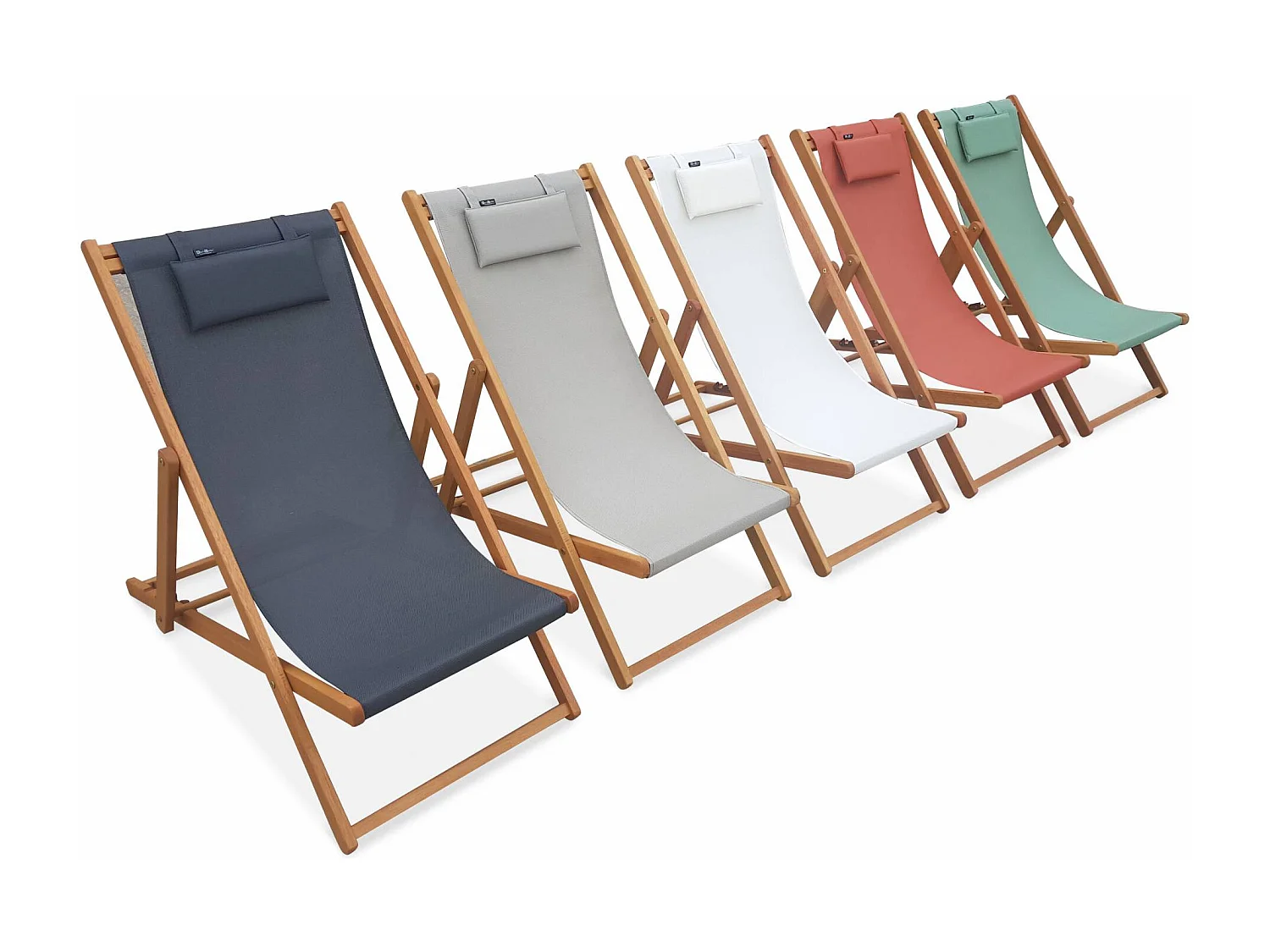 Silla plegable de madera de eucalipto, set de 2 gris pardo