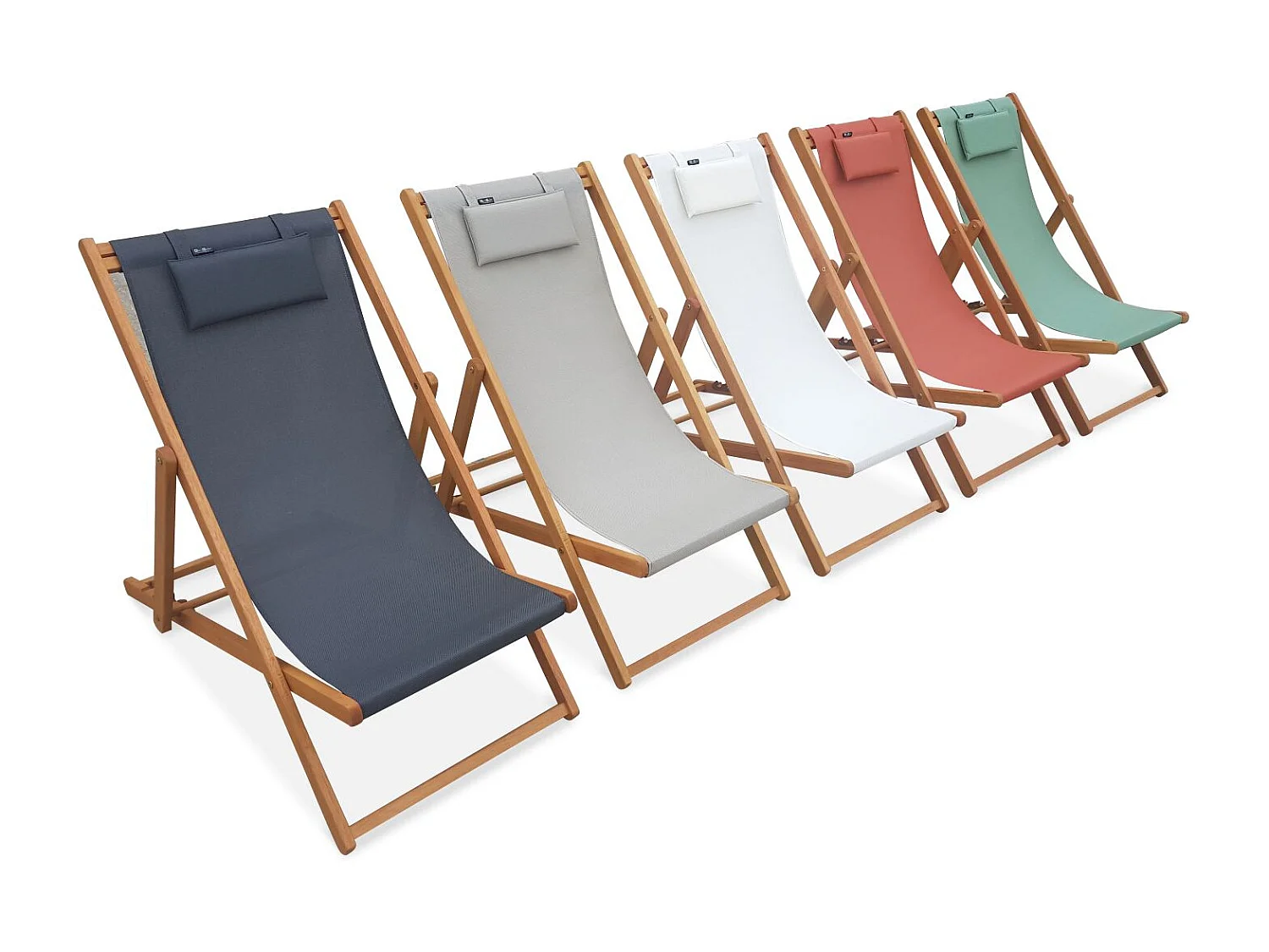 Silla plegable de madera de eucalipto, set de 2 gris pardo