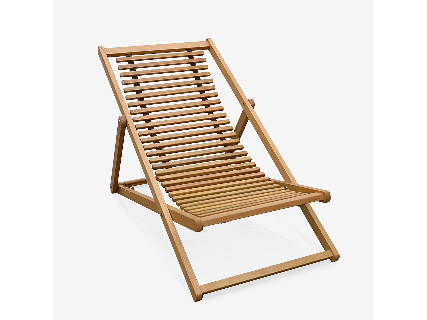 Chiliennes bois à lattes - Bilbao - 2 transats en bois d'Eucalyptus huilé avec coussin repose-tête gris