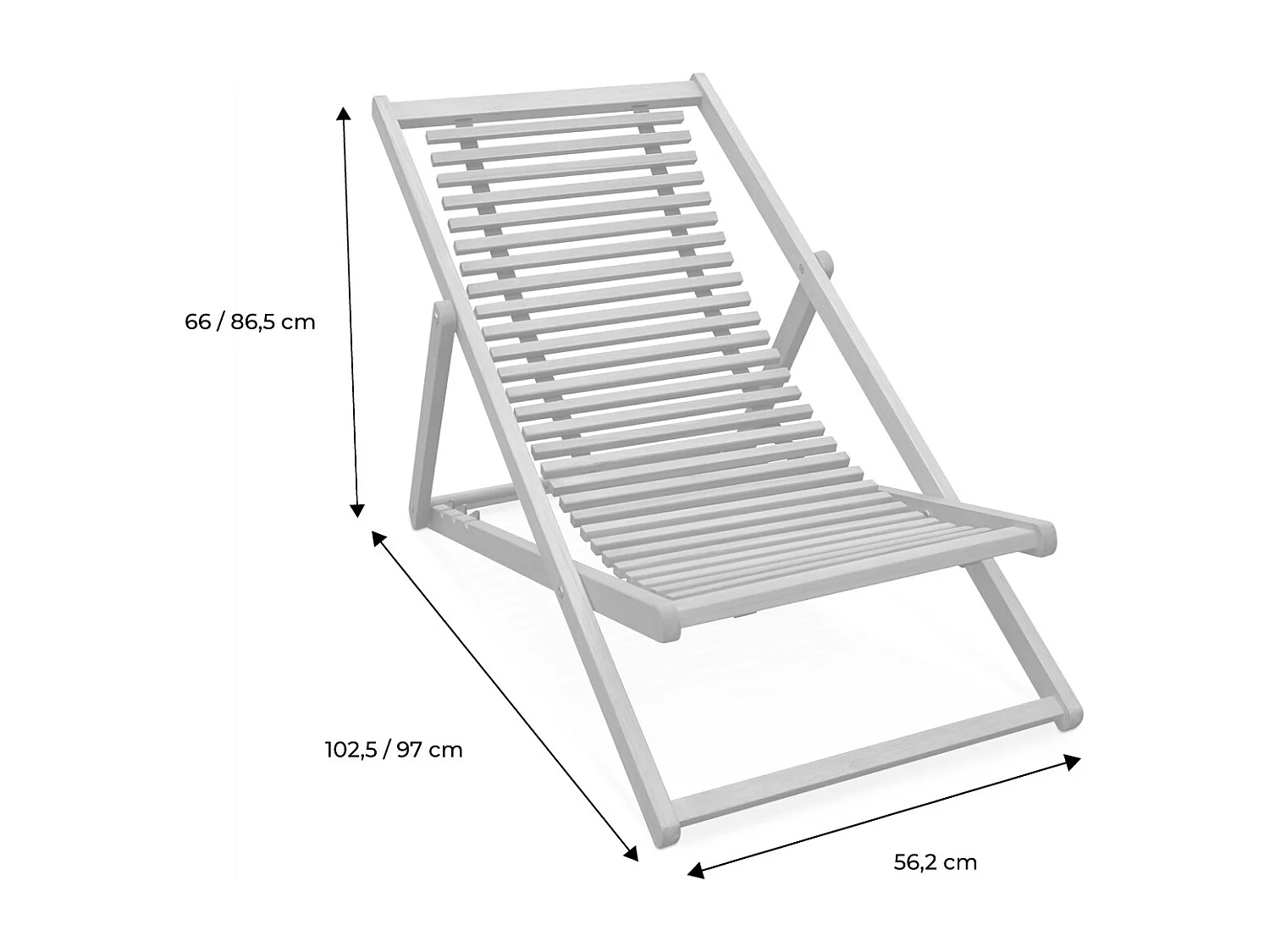 Chiliennes bois à lattes - Bilbao - 2 transats en bois d'Eucalyptus huilé avec coussin repose-tête gris