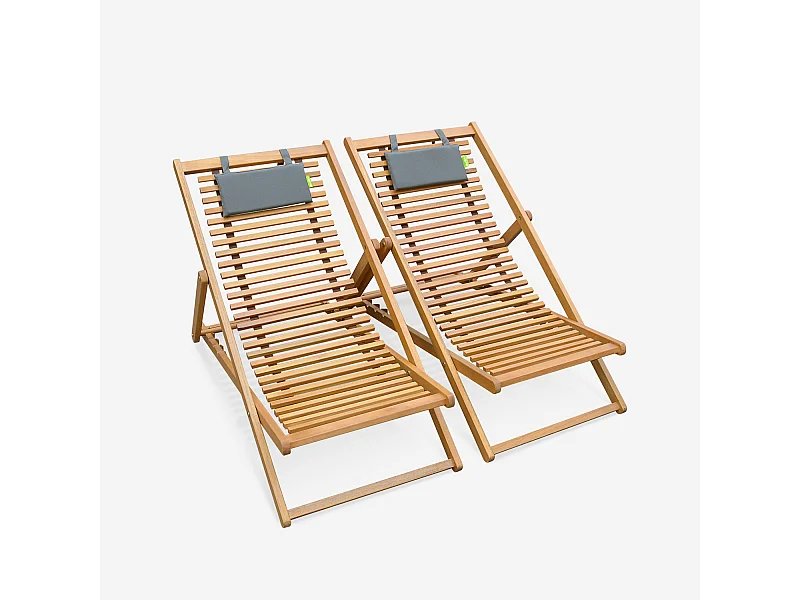 Hamaca de madera de eucalipto, set de 2 natural