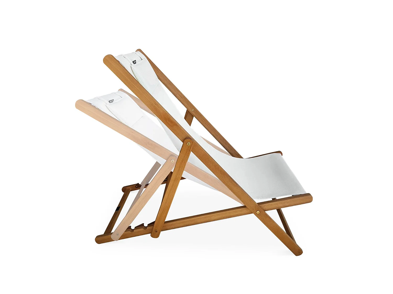 Set 2 sedie sdraio in legno con cuscino poggiatesta, bianco