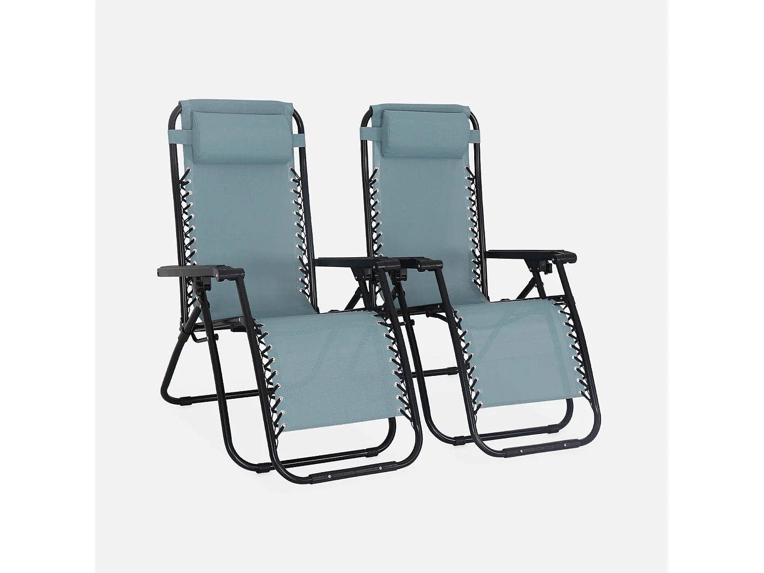 Tumbona plegable de textileno multiposición, set de 2 verde esmeralda