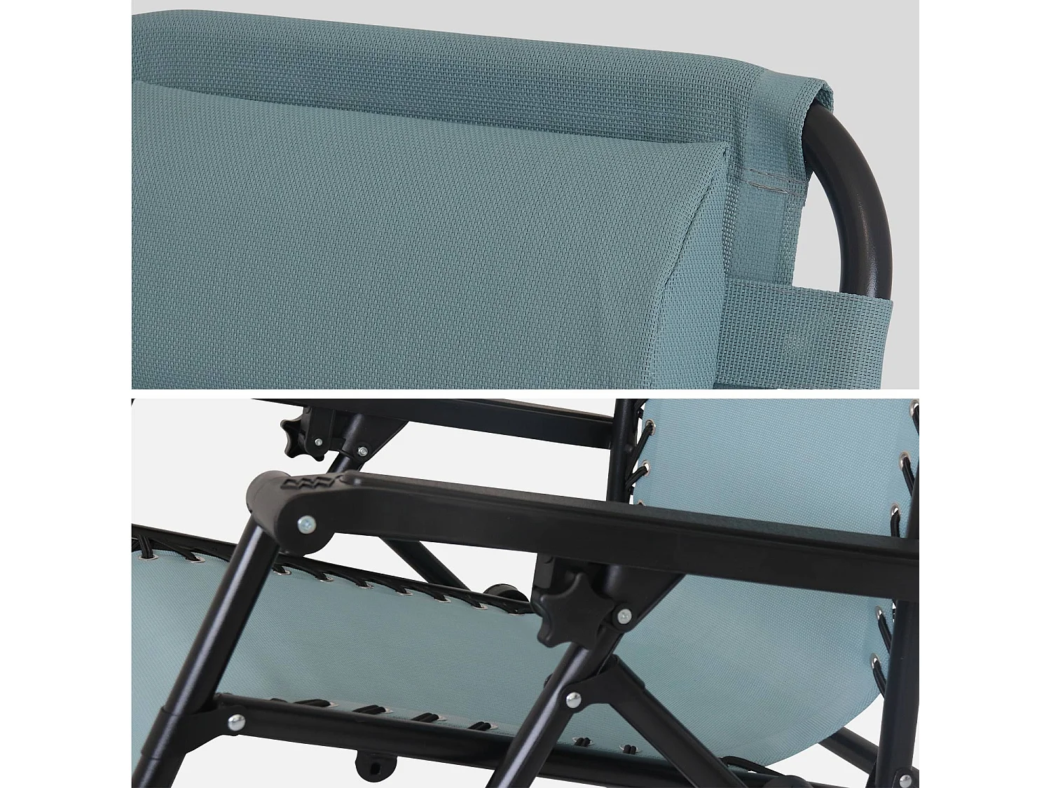 Tumbona plegable de textileno multiposición, set de 2 verde esmeralda