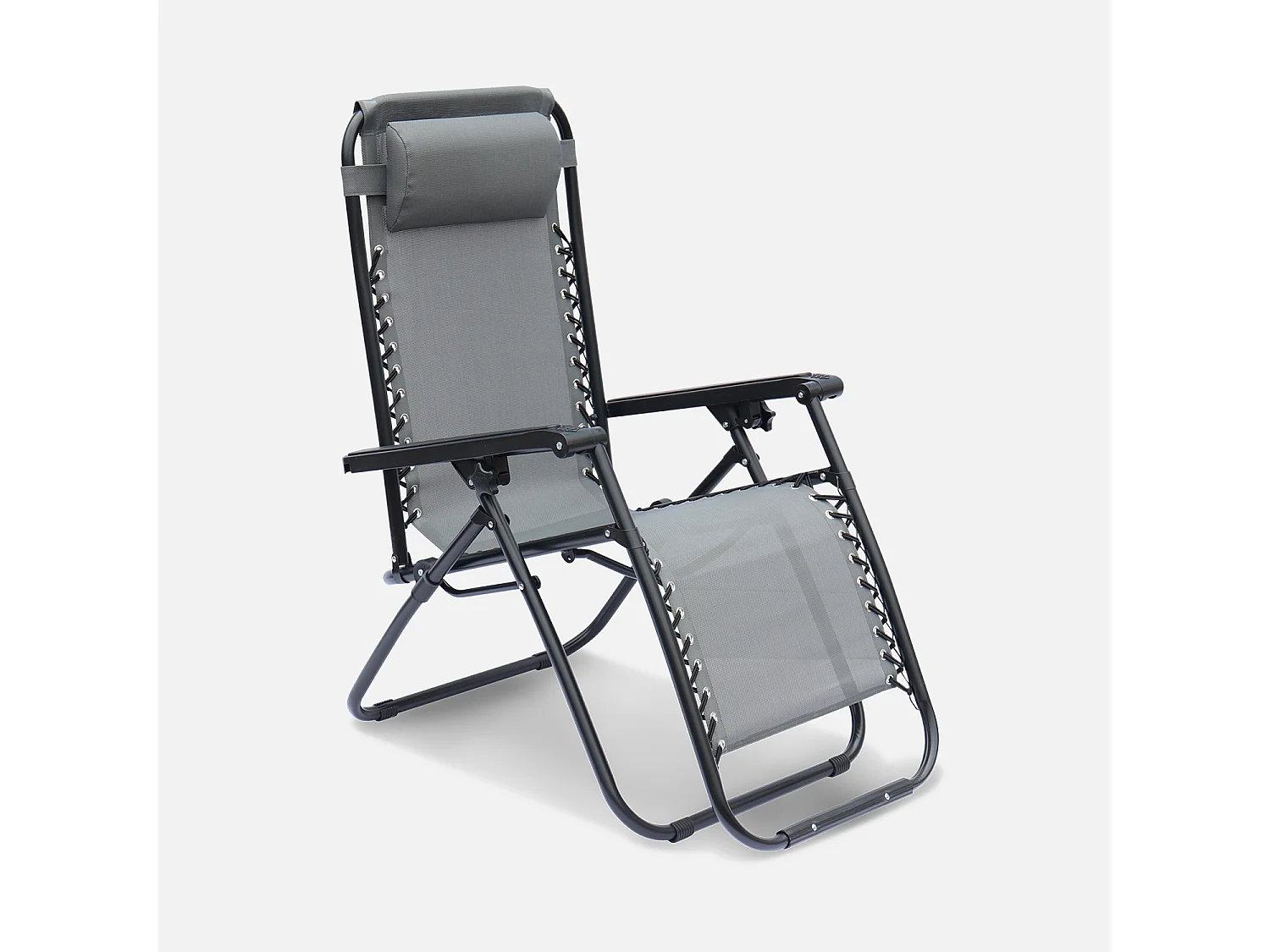 Tumbona plegable de textileno multiposición, set de 2 gris