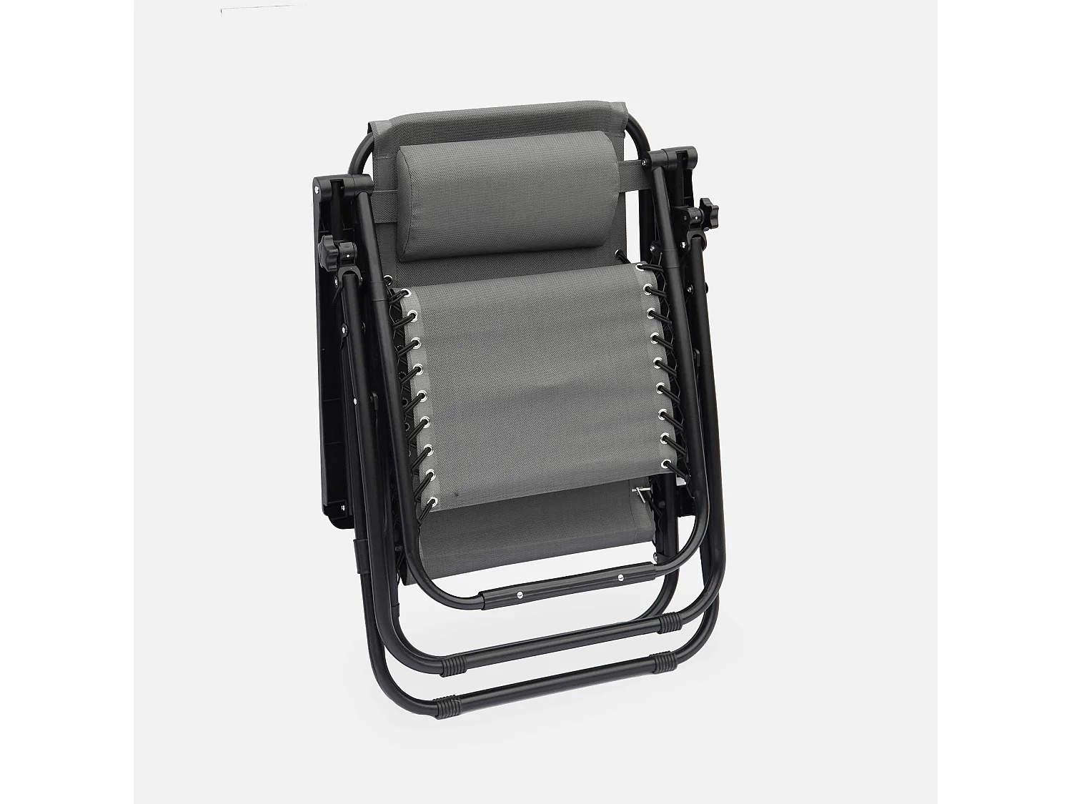 Tumbona plegable de textileno multiposición, set de 2 gris