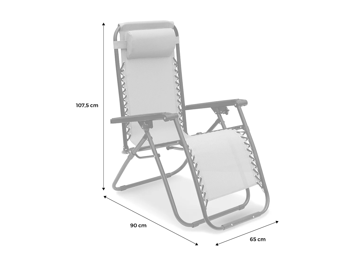 Tumbona plegable de textileno multiposición, set de 2 gris