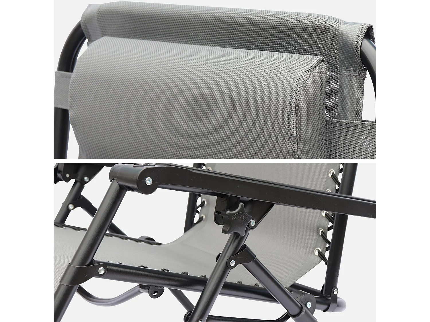 Tumbona plegable de textileno multiposición, set de 2 gris