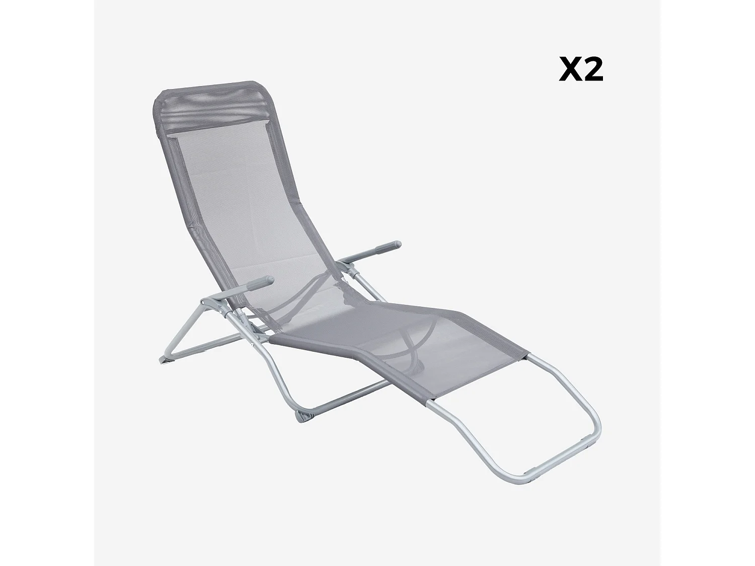 Set di 2 lettini prendisole in textilene 2 posizioni, antracite