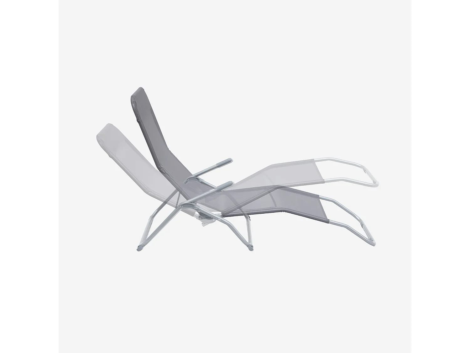 Tumbona plegable de textileno con 2 posiciones, set de 2 antracita