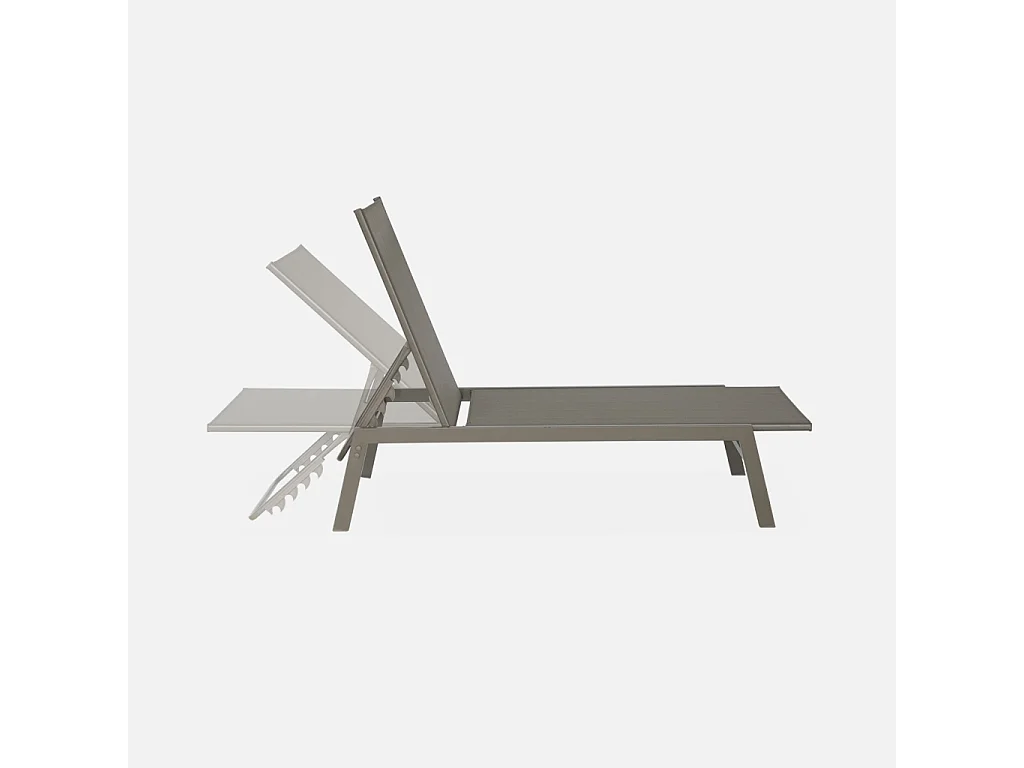 Tumbona de acero multi posiciones, set de 2 marrón