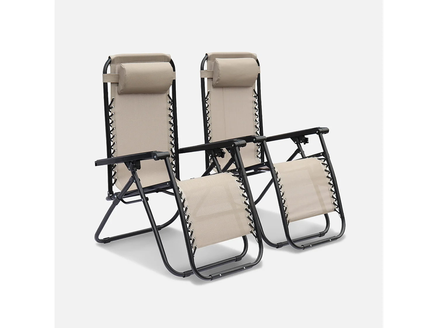Tumbona plegable de textileno multiposición, set de 2 pardo